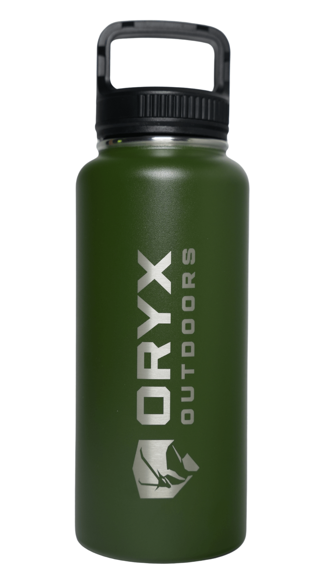 green oryx insulated water bottle with screw on carry lid